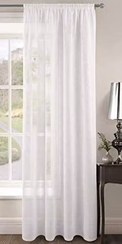 Intimates Riva Plain Woven Slot Top Voile Curtain Panel in White