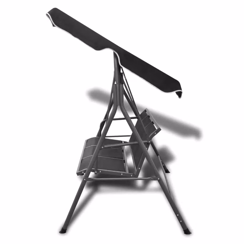 Berkfield Home Garden Swing Bench with Sun Canopy in Black – 3