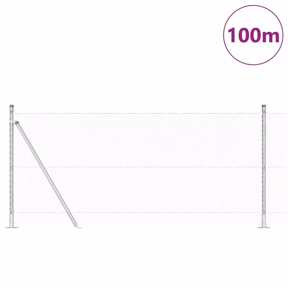 Berkfield Home Hexagon Fence in Silver Galvanised Steel, H: 0.8 m x W: 100 m – 2