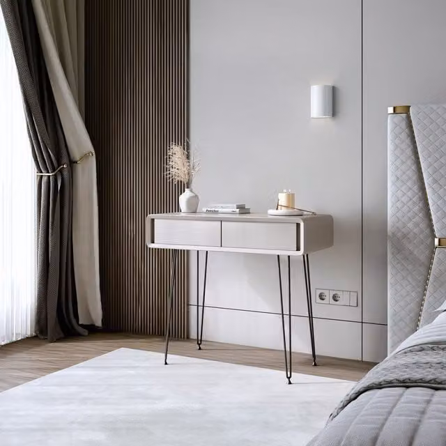 Carme Home Piper Mocha 2 Drawer Dressing Table in Brown and Black
