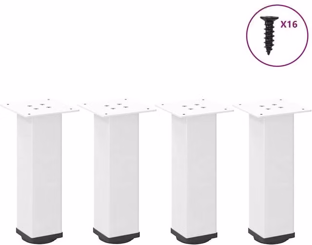 Berkfield Home White Steel Coffee Table Legs, 4 Pieces, Height: 43 cm