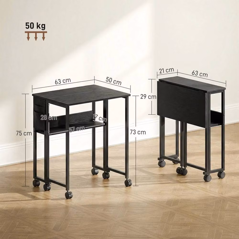NESTLUNE Black Foldable Computer Desk with Castors – 2