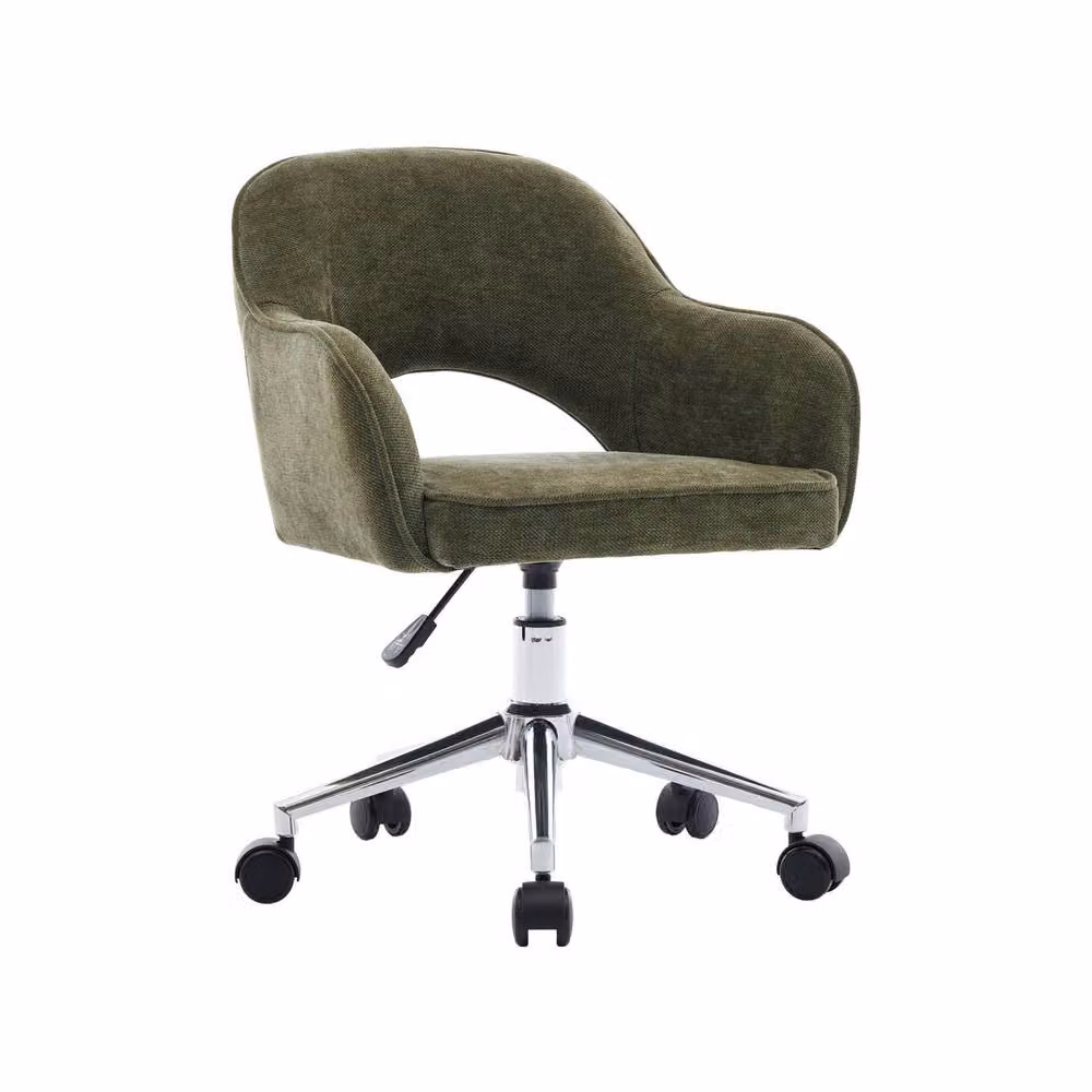 sweeek Children's Height-Adjustable Task Chair in Khaki Chenille Fabric with Castors – 2