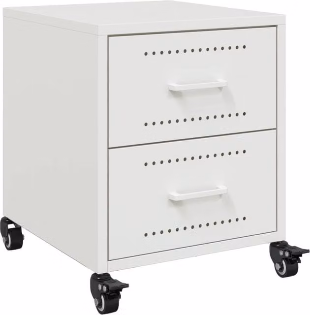 Berkfield Home White Metal Bedside Cabinet W/D/H: 36 x 39 x 43.5 cm – 1