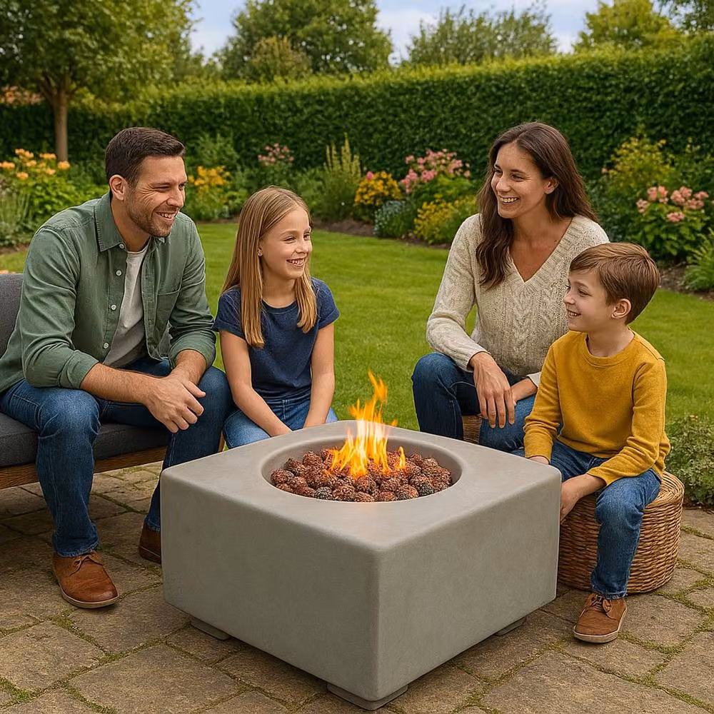 Centurion Supports Adelphi Gas Fire Pit Table in Dark Grey with Stone Finish W/D/H: 58.5 x 58.5 x 30.5 cm – 5