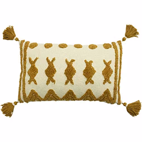 Riva Home Esme Rectangular Polyester Filled Cushion in Ginger, Orange and Beige, W/D/H: 50 x 30 x 30 cm