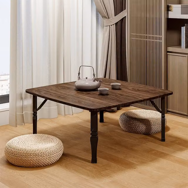 Livingandhome Brown Folding Square Multi-purpose Table, 80 cm