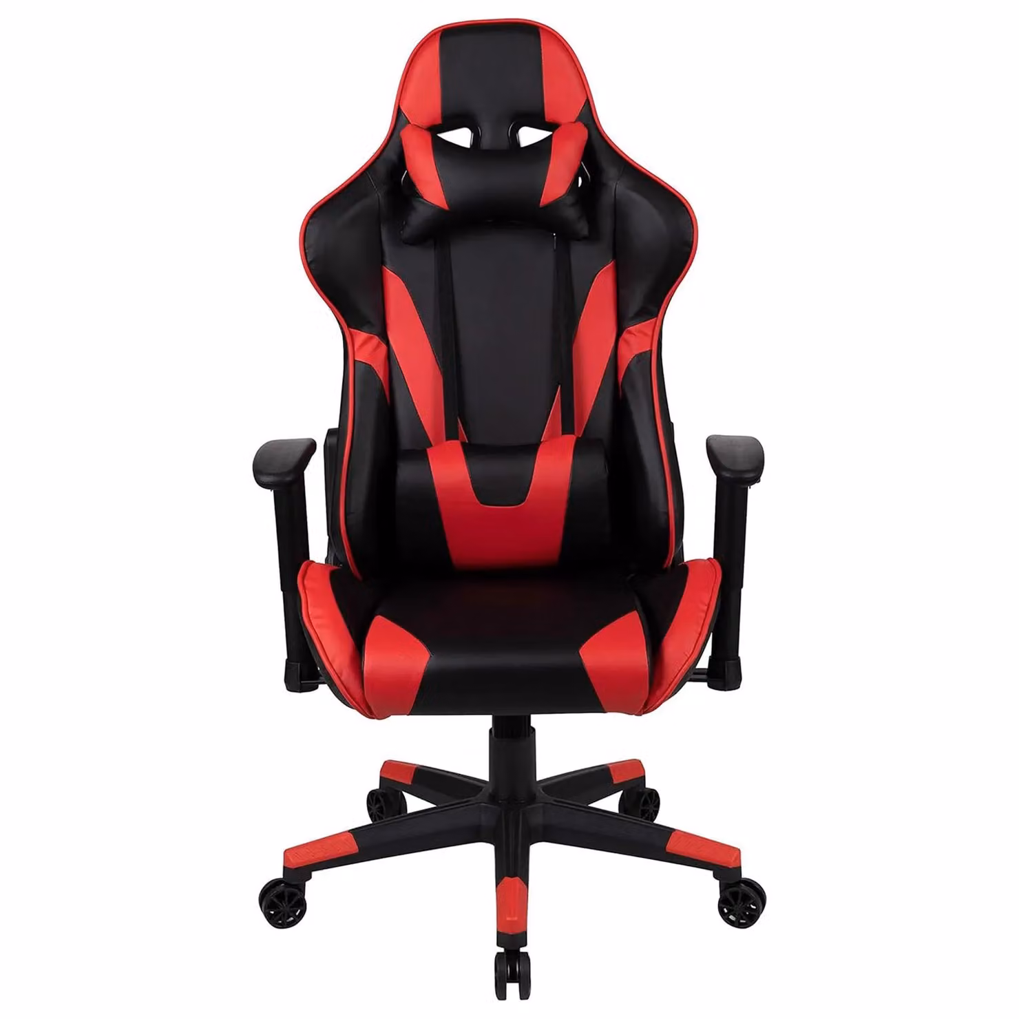 FWStyle Black and Red Faux Leather Racer Gaming Chair with Headrest and Armrests – 4
