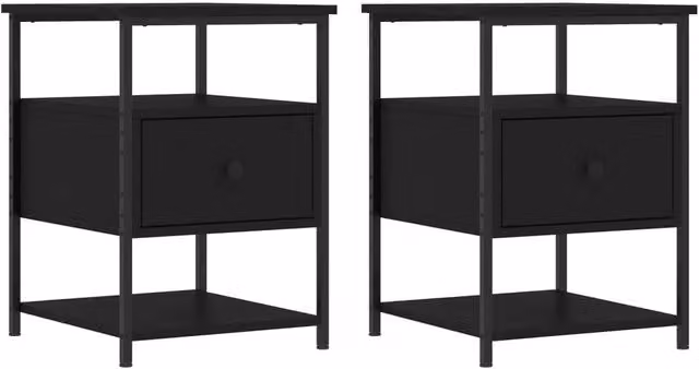 Berkfield Home Set of 2 Black Modern Bedside Cabinets, W/D/H: 40 x 42 x 56 cm – 1