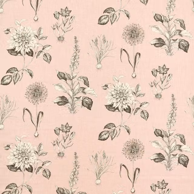 Clarke & Clarke Roseraie Fabric in Blush Pink