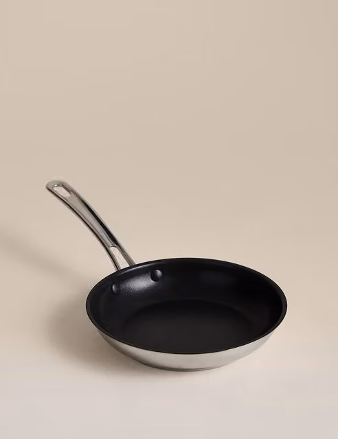 M&S Non-Stick Stainless Steel Frying Pan, Silver, 20cm