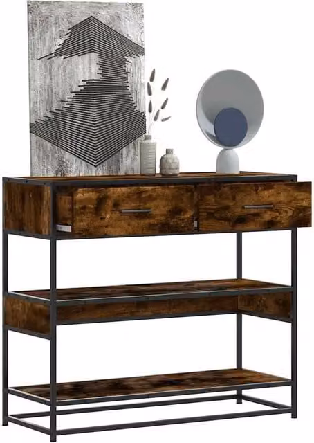 Berkfield Home Console Table in Smoked Oak Brown, W/D/H: 90 x 35 x 80 cm – 1