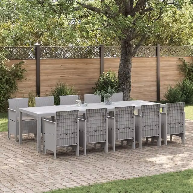 Berkfield Home 11 Piece Modern Poly Rattan Garden Dining Set with Cushions in Grey – 1