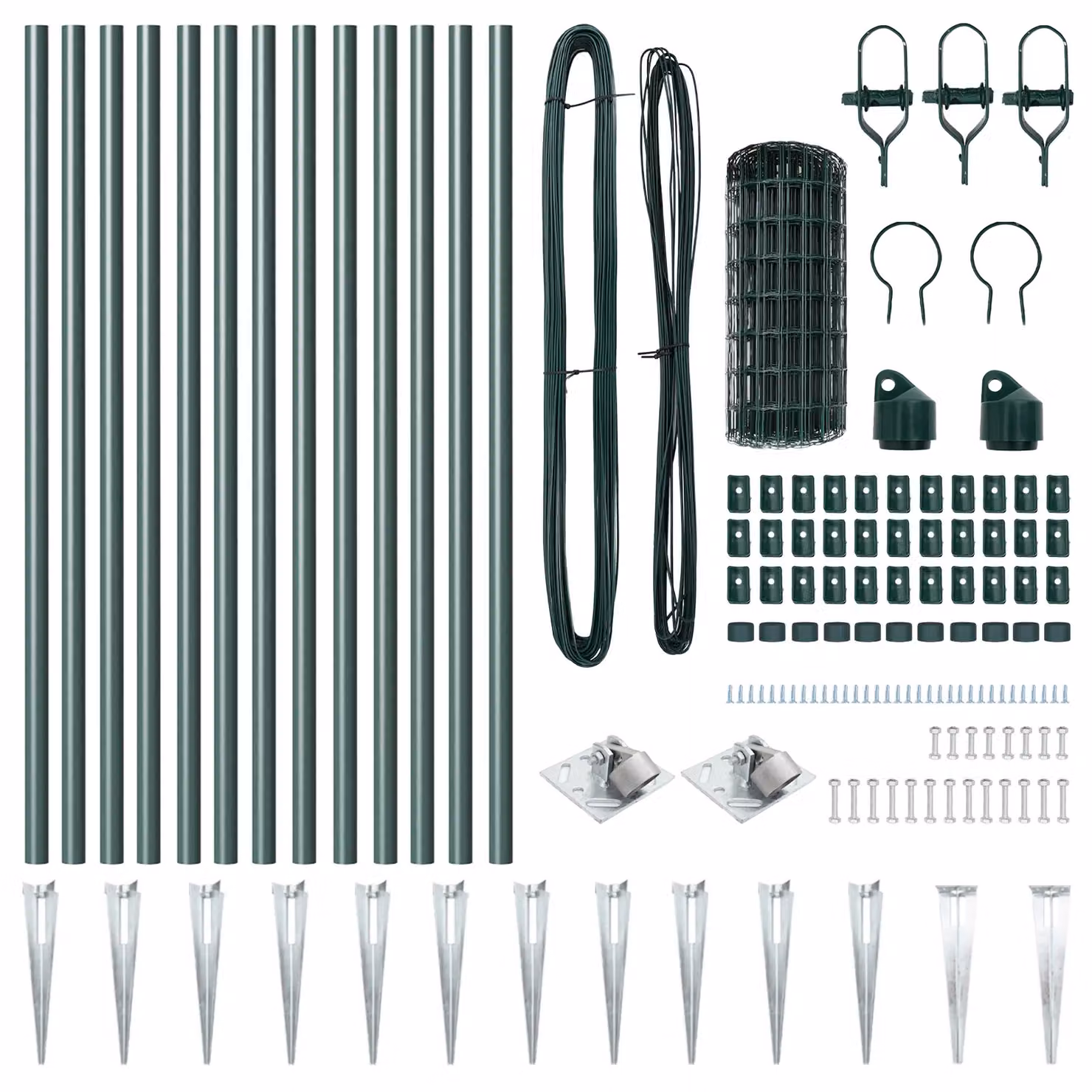 Berkfield Home Euro Fence with 13 Spike Posts, Galvanised Steel, Green and Silver, W: 25 m, H: 0.6 m – 3