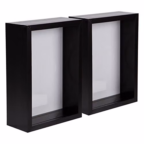 Nicola Spring Black Rectangular 3D Deep Box Photo Frames, Pack of 5, 5 x 7 inch