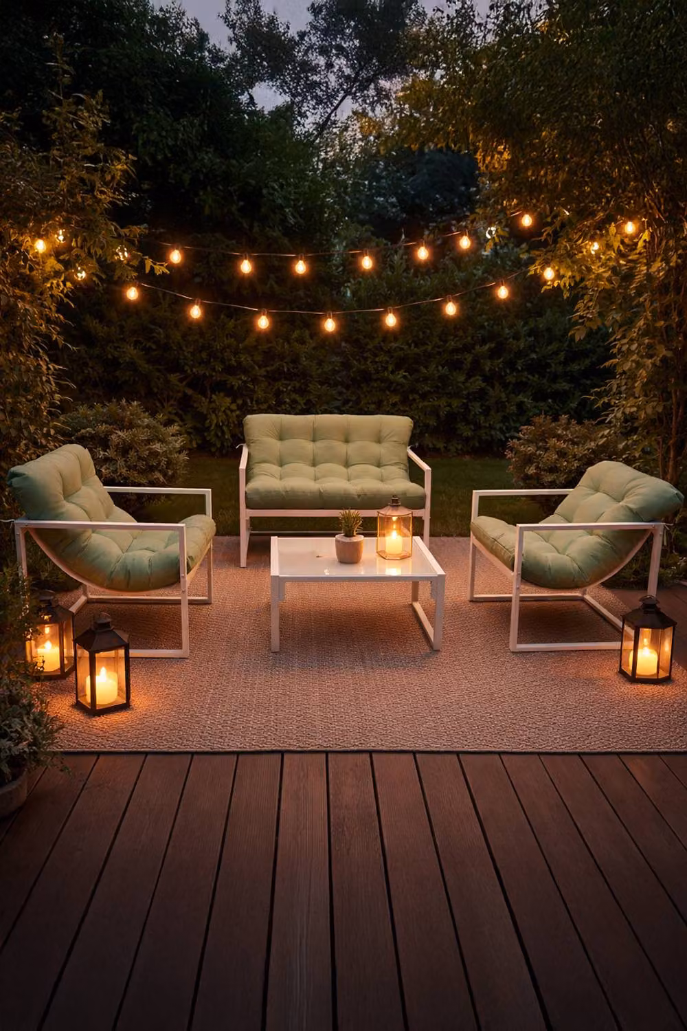 Neo 4 Piece Outdoor Metal Patio Furniture Set with Cushions and Glass Table in Green – 2