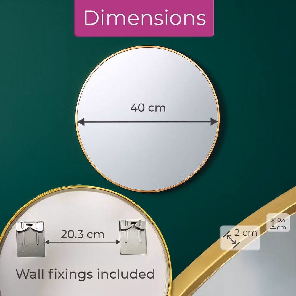 Neo Gold Nordic Round Metal Frame Wall Mirror in Gold, W/D/H: 60 x 60 x 1 cm – 4