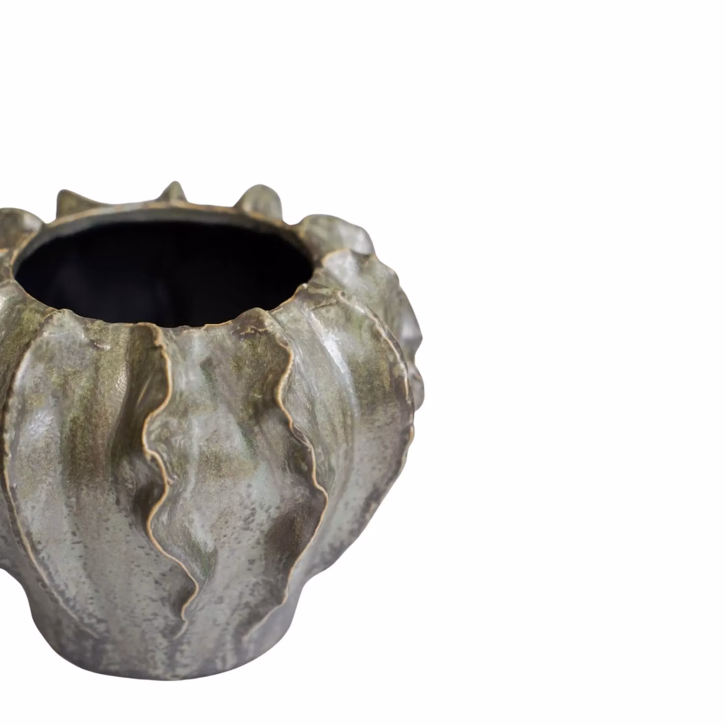 Ivyline Scarlet Coral Reef Green Ceramic Planter, H: 15 cm, D: 19 cm – 3