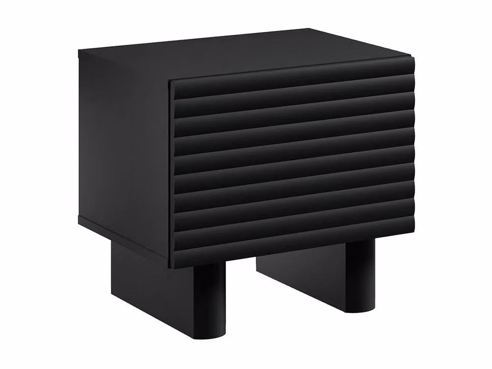 Vente-unique LUDIMA Set of 2 Black MDF Bedside Tables with 1 Door – 4