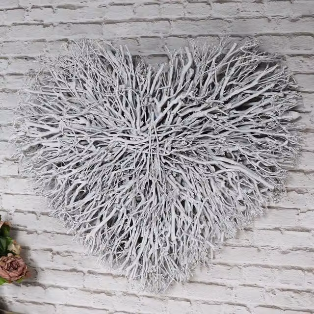 Melody Maison Shabby Chic White Wooden Heart Wall Art