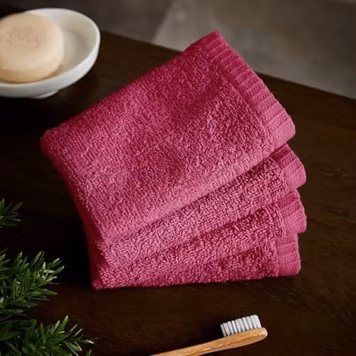Catherine Lansfield Quick Dry Cotton Face Cloths, 4 Pack, Pink, 30 x 30 cm – 1