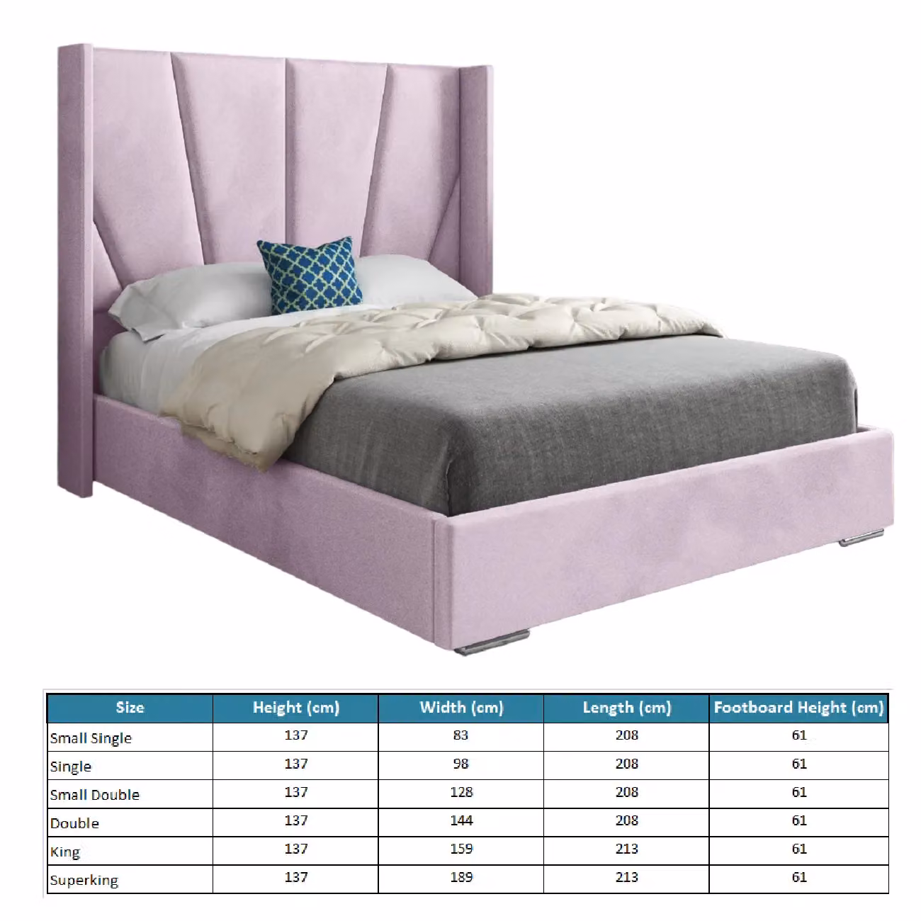 KDMD Cocoon Wide Curved Winged Upholstered Soft Velvet Designer Bed Frame in Pink, Super King, W/D/H: 200 x 200 x 189 cm – 5