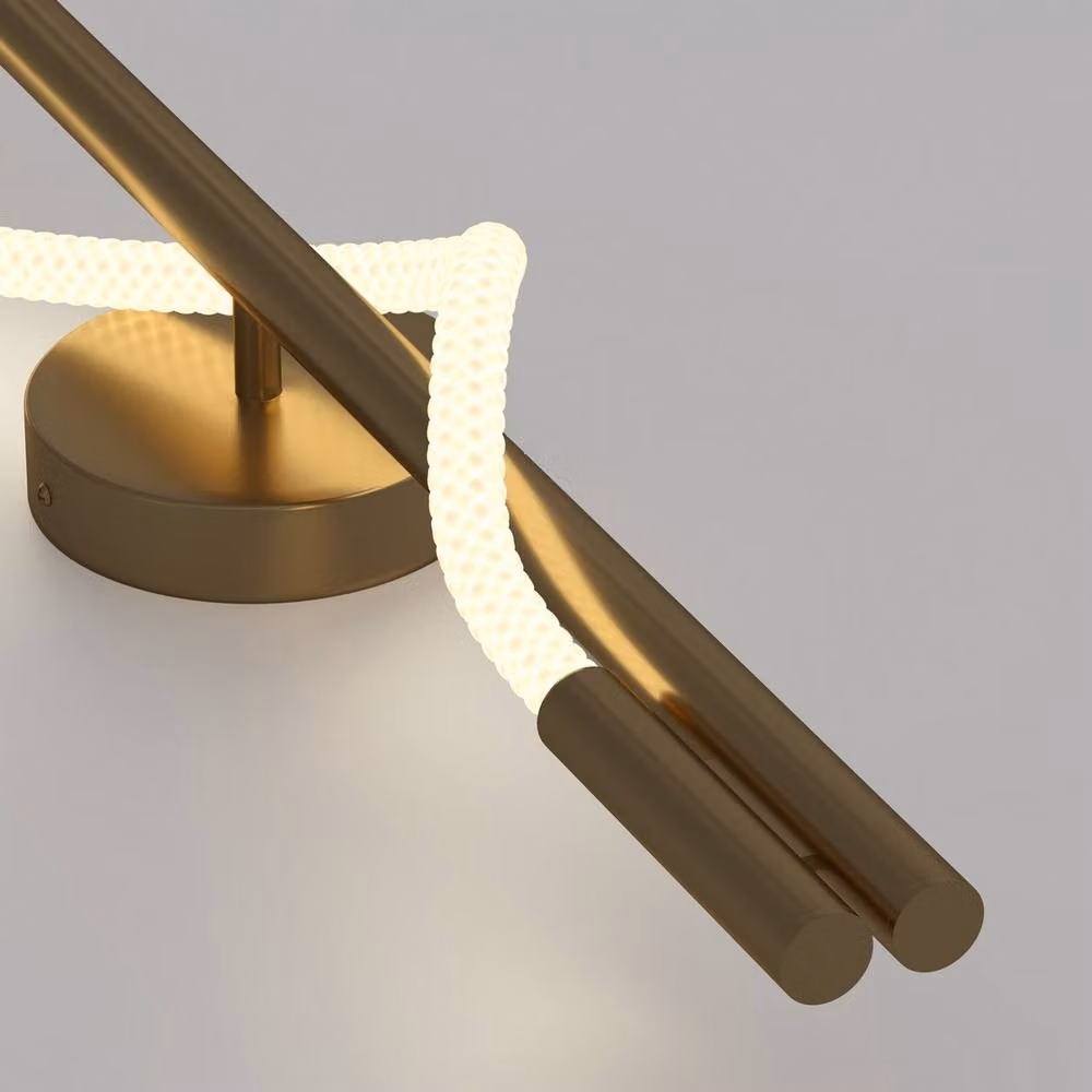Maytoni Tau Modern Integrated LED Wall Lamp in Gold/Brass with Warm White 3000K Light – 2