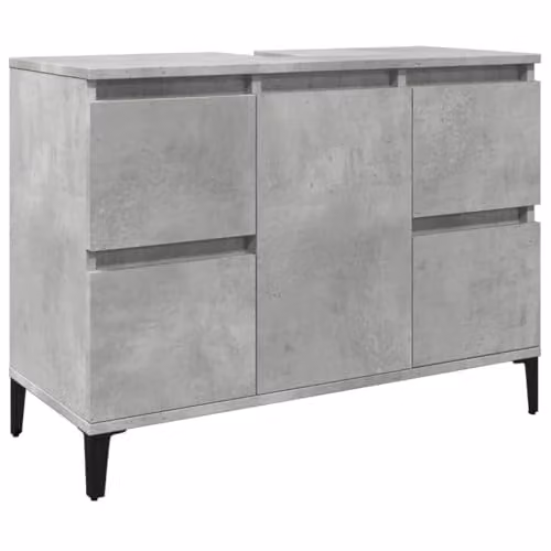 vidaXL Industrial Bathroom Sink Cabinet in Grey with Doors and Drawers, W: 80 cm, D: 33 cm, H: 60 cm