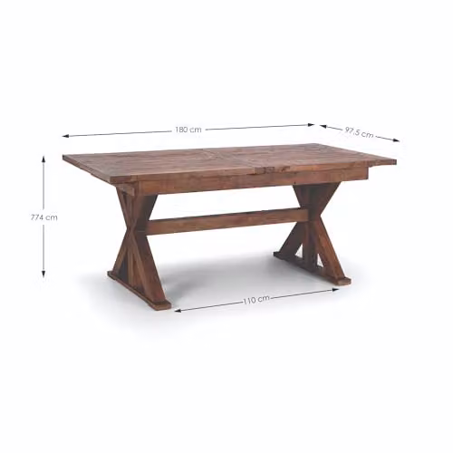 Julian Bowen Extendable Rectangular Trestle Dining Table in Beige and Brown, W/D/H: 220 x 77.5 x 97.5 cm – 2