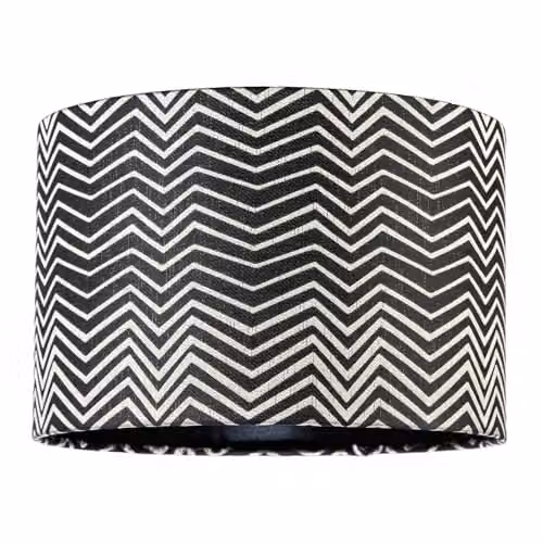 Happy Homewares Scandinavian Style Black and White Chevron Patterned Fabric Cylinder Lamp Shade W/D/H: 30 x 30 x 20 cm – 1
