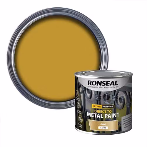 Ronseal Direct to Metal Gold Satin Water Based Paint 250ml