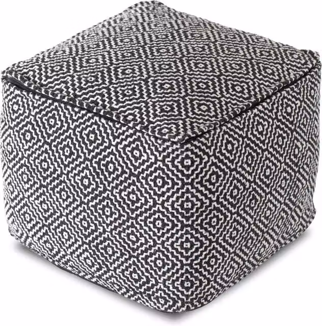 MH London Troyes Diamond Pouffe in Black and Ivory
