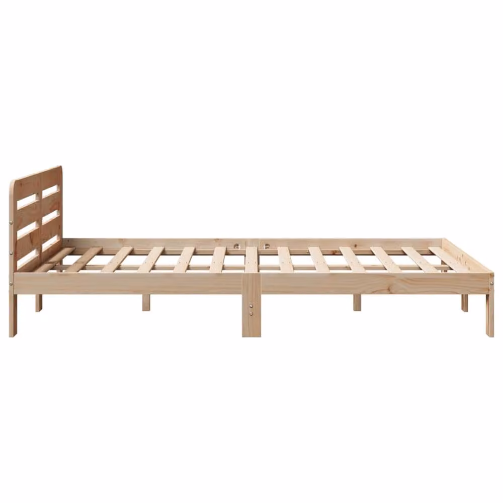 Berkfield Home Double Solid Wood Pine Bed Frame in Beige, W/D/H: 190 x 135 x 27 cm – 3