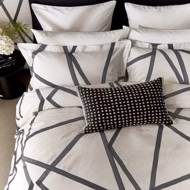Harlequin Sumi Super Kingsize Duvet Cover and Pillowcase Set, Pearl and Charcoal Grey, W: 200 cm x H: 200 cm
