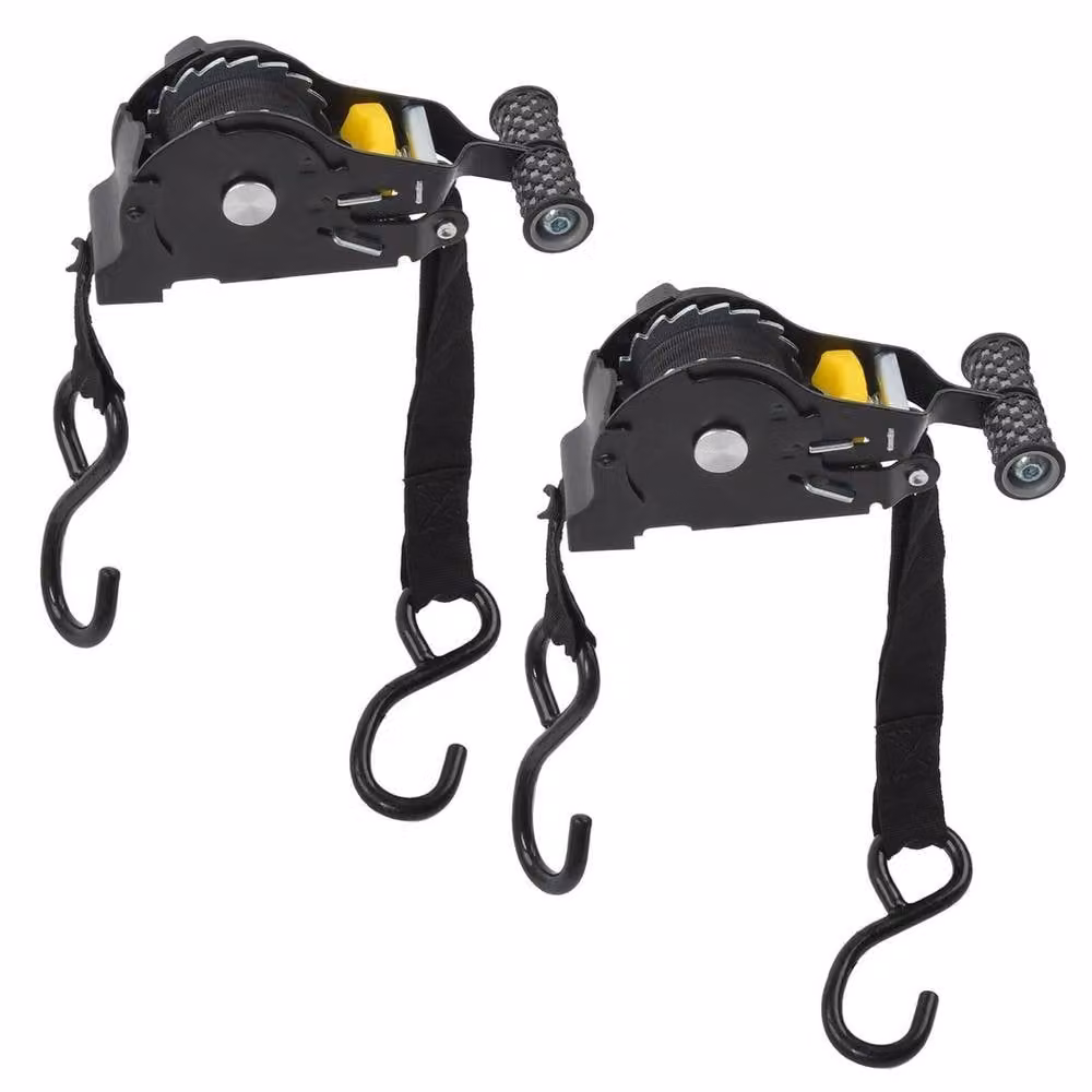 NESTLUNE 4 Pack Automatic Retractable Ratchet Straps, 25mm x 3.3m, Black – 3