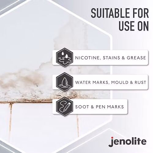 JENOLITE Stain Blocker Paint, White, 1 Litre, Mould Resistant Damp Seal Coating for Walls and Ceilings – 3