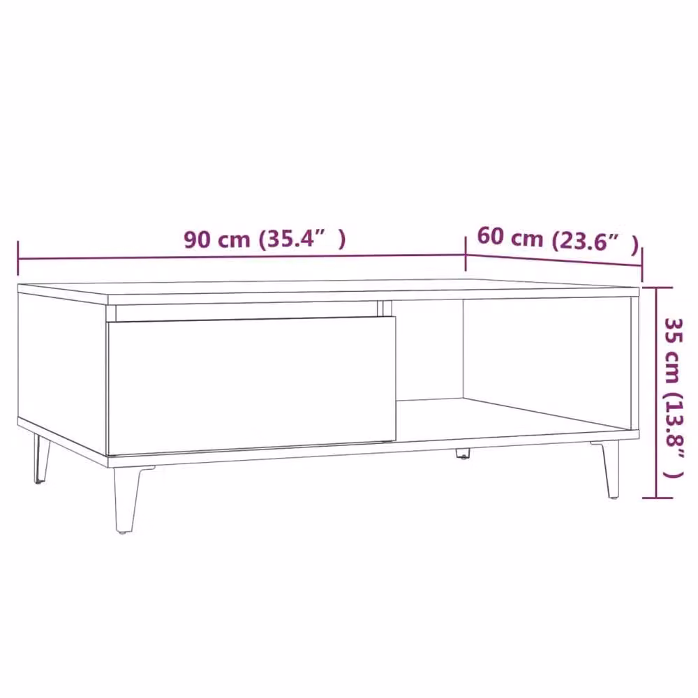 Berkfield Home Grey Sonoma Coffee Table, W/D/H: 90 x 60 x 35 cm – 3