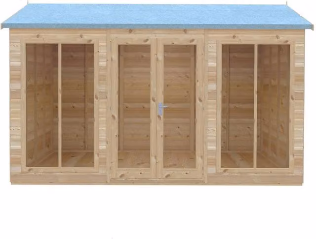 Shires Mayfield 12 x 8 Wood Summerhouse in Light Brown, W: 357 cm, D: 239 cm, H: 229 cm – 1