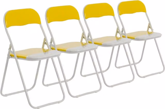 Harbour Housewares Pack of 4 Yellow Padded Folding Chairs