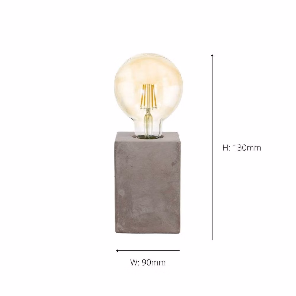 Eglo Prestwick Grey Concrete and Ceramic Industrial Table Lamp with Transparent Glass – 3