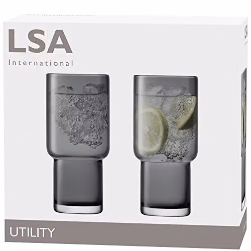 LSA International Utility Highball Tumbler Set of 2, Grey, 390ml – 5