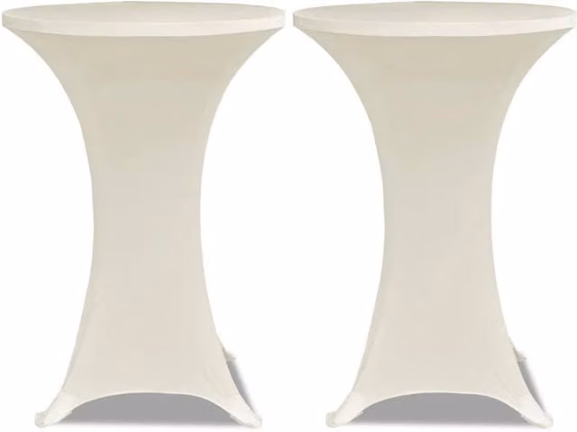 Berkfield Home Cream Stretch Round Tablecloth Set, 2 Pieces, Diameter: 80 cm