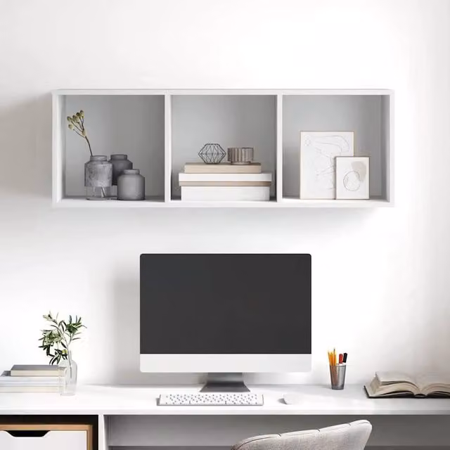 Berkfield Home Practical Wall-mounted TV Cabinet in White, W/D/H: 37 x 37 x 107 cm – 1
