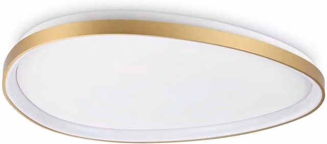 Ideal Lux Gemini ON-OFF Integrated LED Semi Flush Ceiling Light in Brass/Gold, Diameter: 81 cm