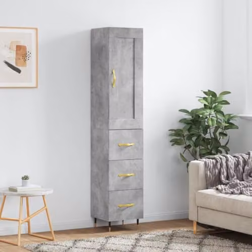 vidaXL Modern Highboard in Grey, W/D/H: 34.5 x 34 x 180 cm – 2
