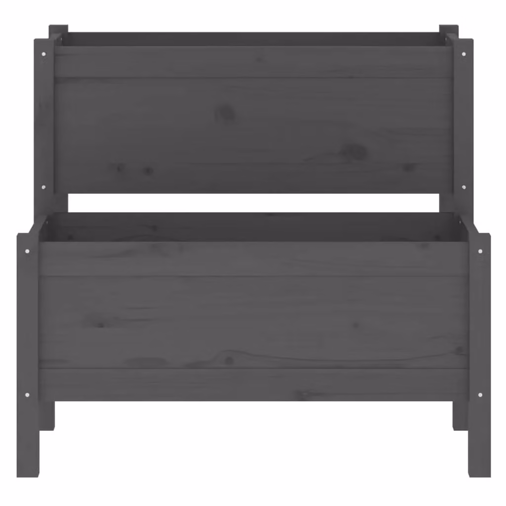 Berkfield Home Grey Wooden Raised Bed Planter W: 84.5 cm, D: 84 cm, H: 75 cm – 4