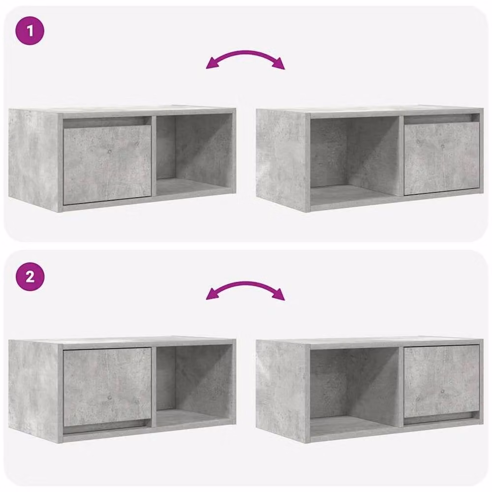Berkfield Home TV Cabinet in Concrete Grey, W/D/H: 60 x 31 x 25.5 cm – 3