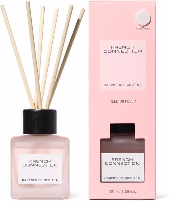 French Connection Raspberry Iced Tea Square Reed Diffuser, 100ml, Pink