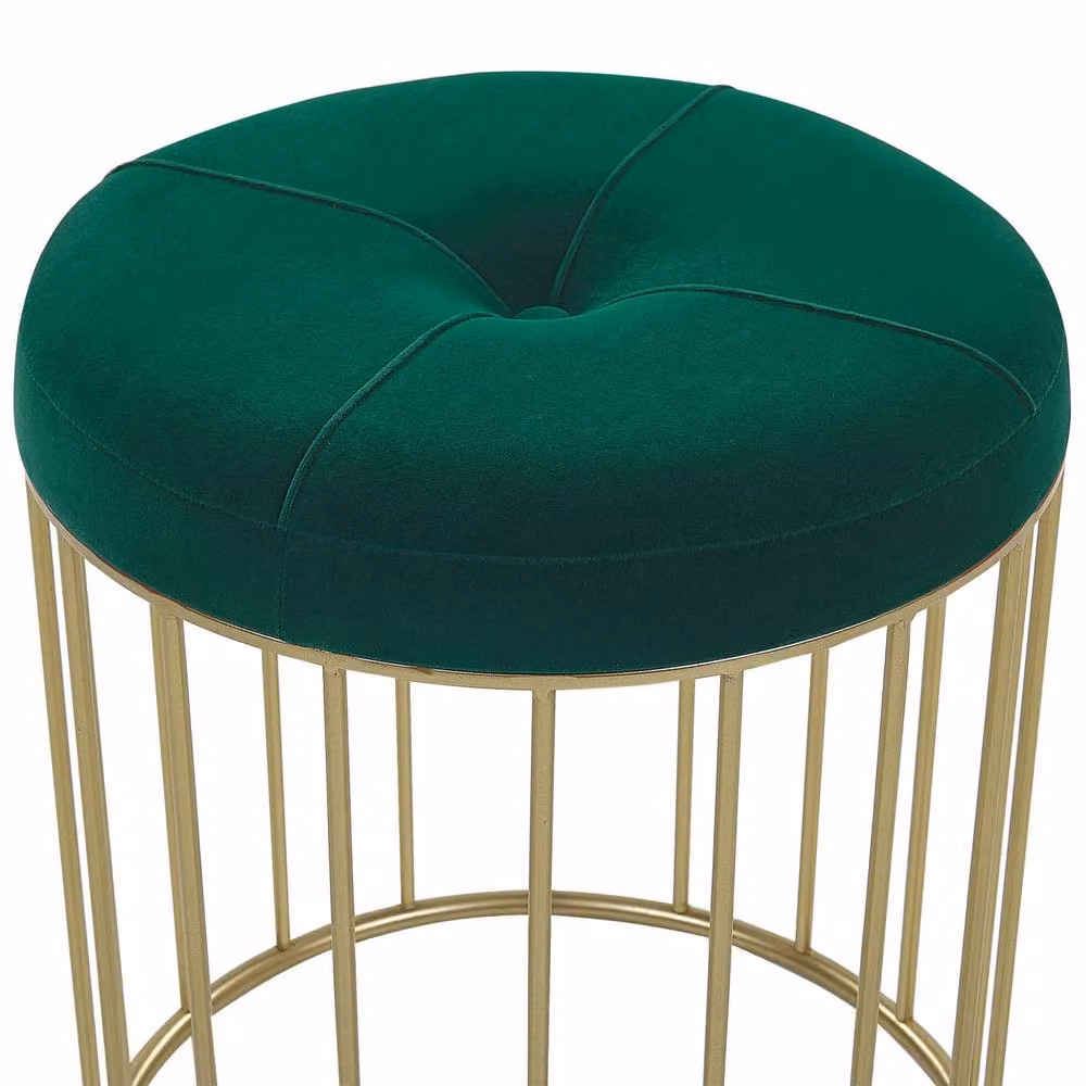 Wyld and Coco Nesting Pouffe Set of 2 in Dark Green Velvet with Gold Metal Base – 4