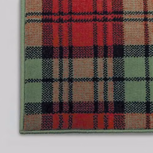 runrug Tartan Hallway Runner Rug in Red and Green, W: 70 cm, L: 390 cm – 3